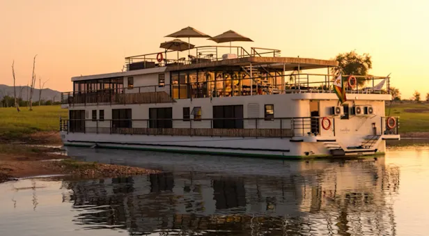 The African Dream ship is docked on the shoreline of Lake Kariba, Zimbabwe, Africa
